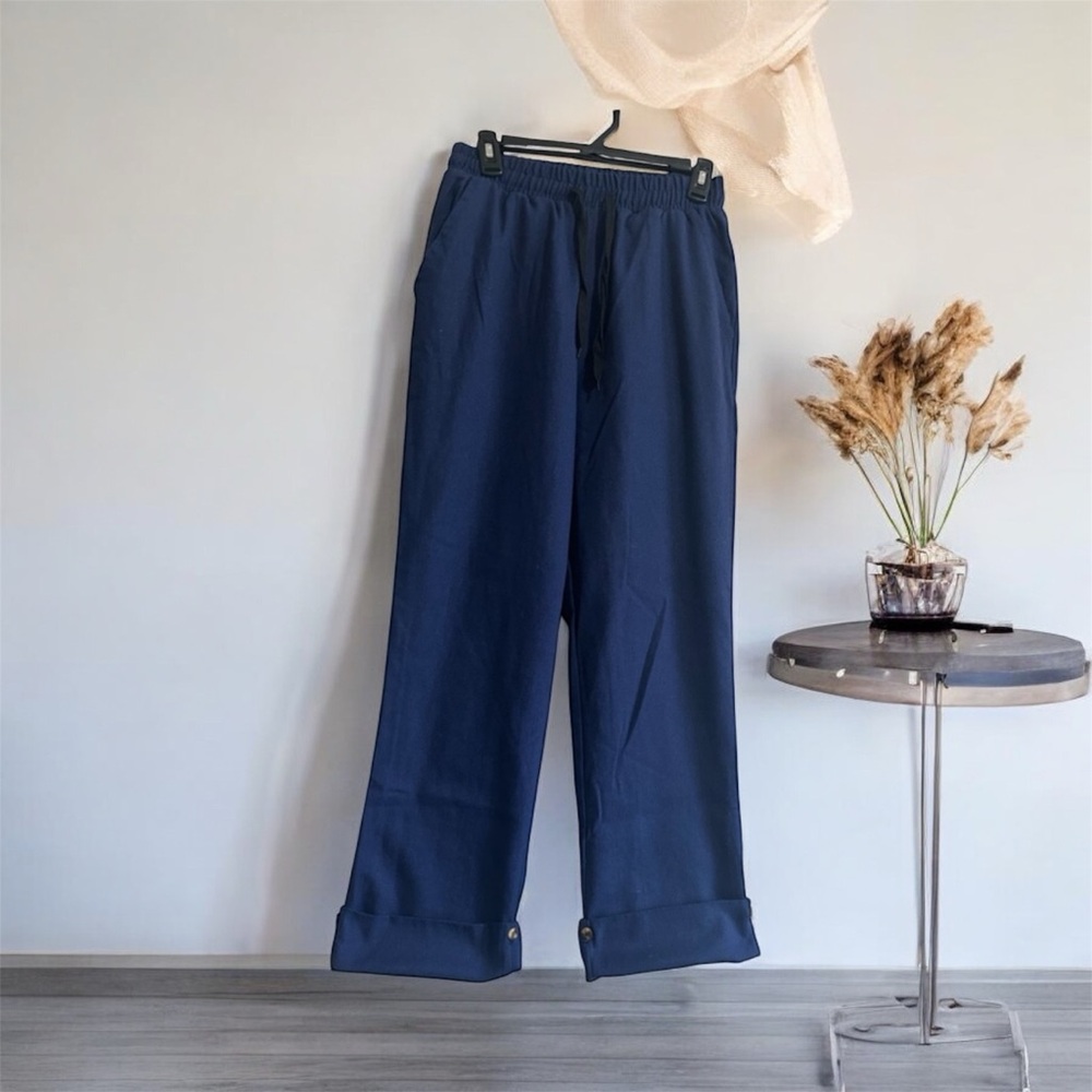 Navy Blue Wide-Leg Pants